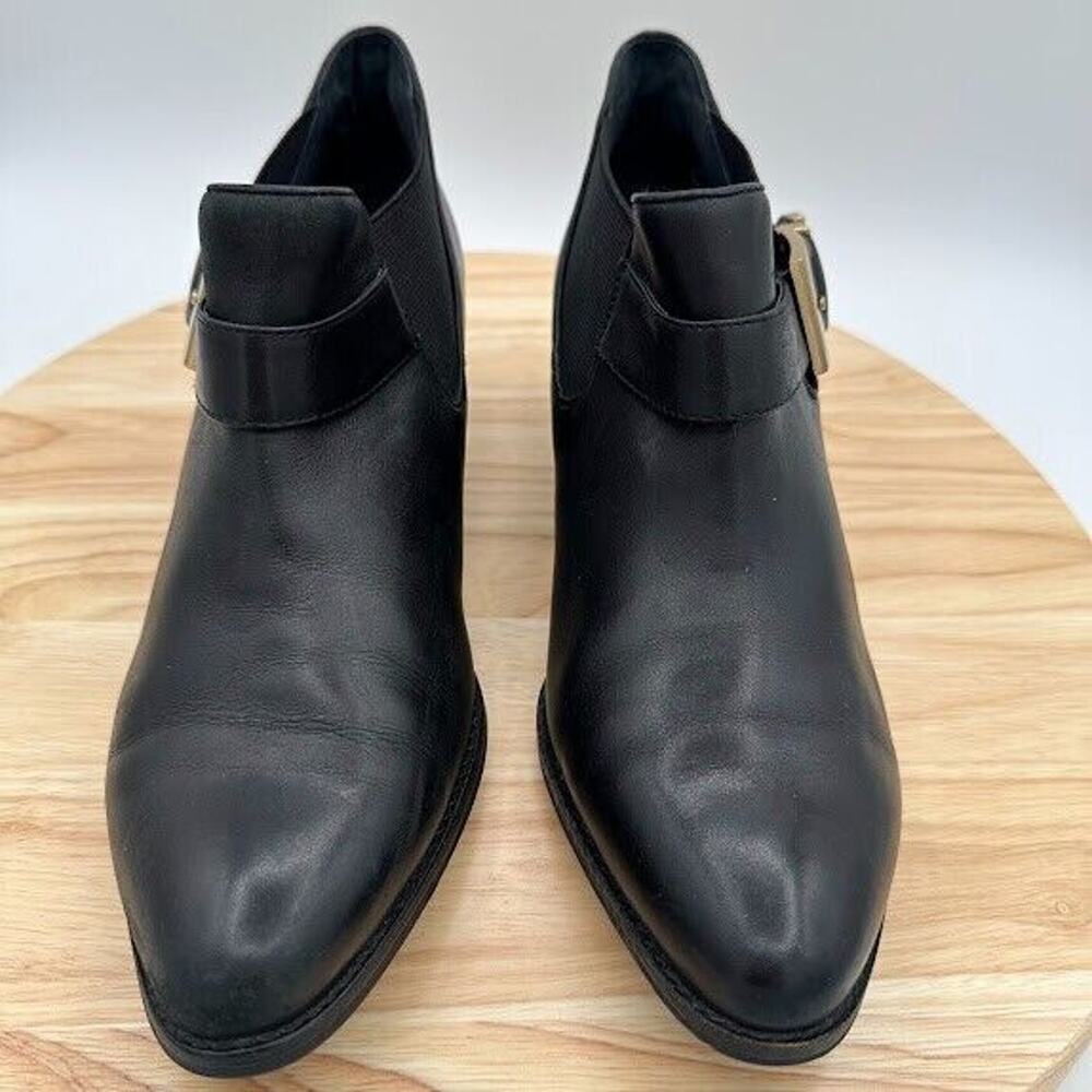 BCBG Generation BG Wallis Ankle Boots Womens 7.5 Black Leather Shoes Buckled‎